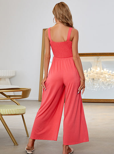 Casual Wide-leg Pants Strap Long Jumpsuit