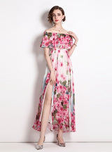 Lotus Leaf Beach Split Chiffon Dress