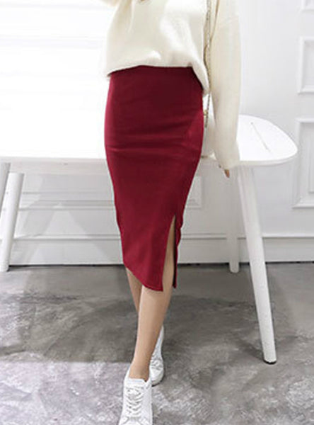 Sexy Chic Pencil Skirts Women Skirt Wool Rib Knit 