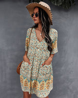 Bohemian Style Print Short Dress