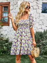 Chiffon Printed Pleats Summer Dress