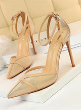 Shallow-pointed Hollow Net Sandals