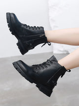 Round Head Flat Heel Zipper Martin Boots