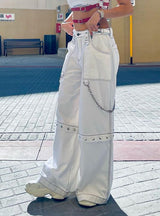 Riveted Slacks Straight Jeans