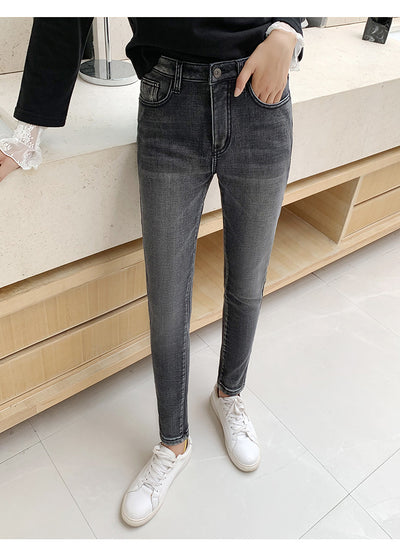 Winter Thick Plus Velvet Women High Waist Skinny Jeans