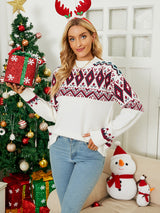 Rhombic Pattern Loose Pullover Christmas Sweater