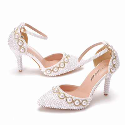 Beaded Bracelet Rhinestone Sandals Wedding Shoes