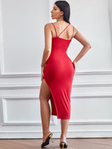 Sexy Suspender Slim Split Dress