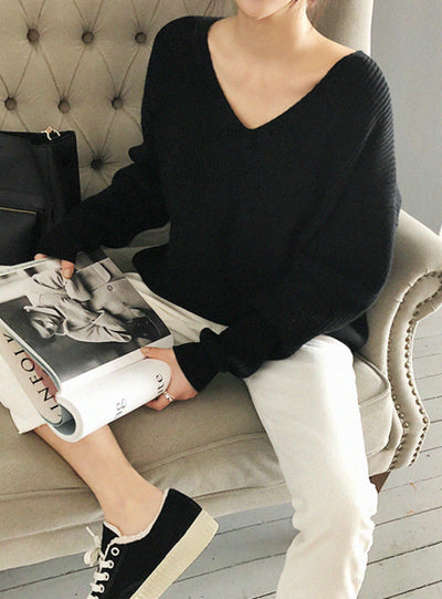 Women's Sweaters V-Neck Minimalist Tops