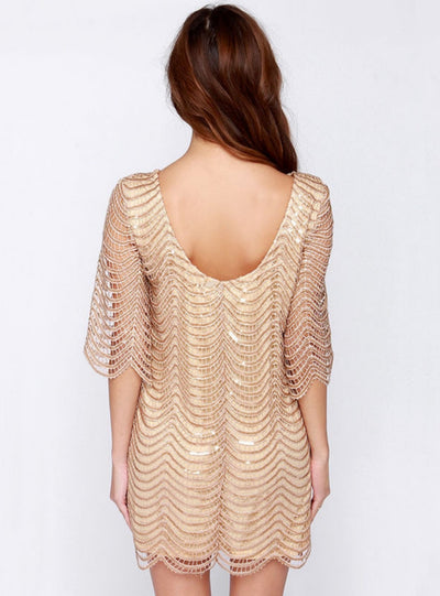 Round Neck Mini Sequined Dress