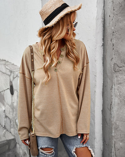 Sexy Long Sleeve Button Tops