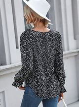 Round Neck Leopard Bubble Long Sleeve Shirt