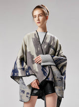 Camouflage Cashmere Jacquard Lengthened Cloak