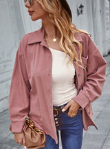 Women Solid Color Top Shirt Coat