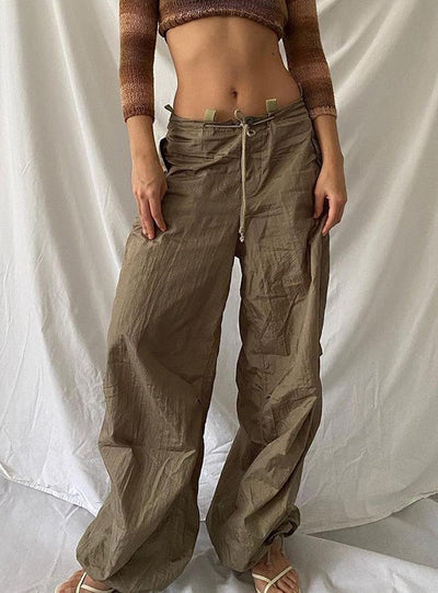 Elastic Trousers High Waist Wide Legs Pant