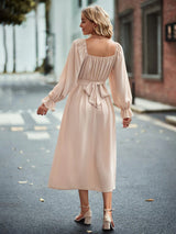 Long-sleeved Square Neck Dress