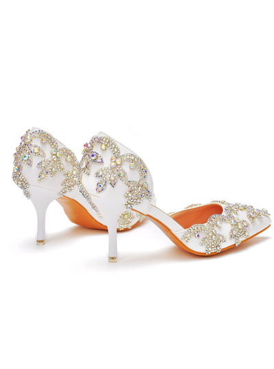 8 CM Rhinestone Thin Heel Pointed Sandals