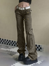 Asymmetric Pocket Loose Straight Jeans