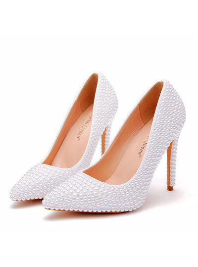 High-heeled Pearls Wedding Shoes