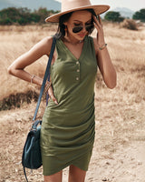 Solid Color Slim Vest Dress