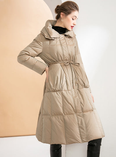 Black lace-up White Duck Down Jacket