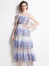 Women Flower Sling Cake Dress