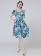 Bubble Sleeve Palace Style Retro Dress