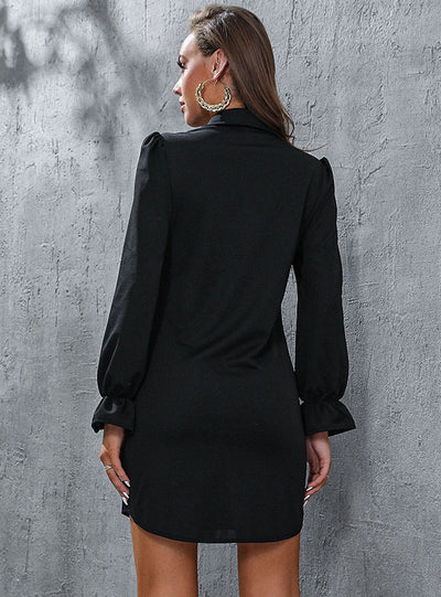 Cardigan Long Sleeve Lapel Shirt Dress