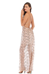 Sexy V-neck Backless Sequined Dress