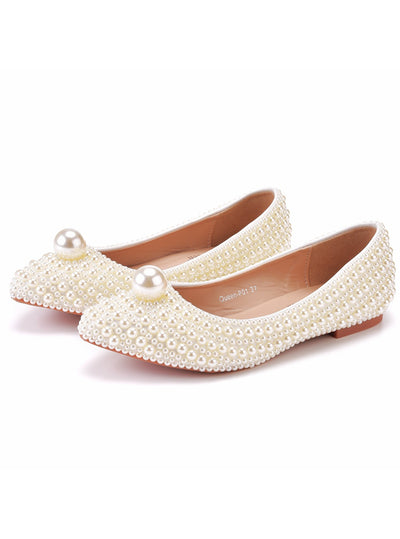 Shallow-bottomed Pointed Pearl Wedding Shoes