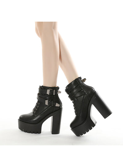 Strap Platform Shoes Thick High Heel Booties