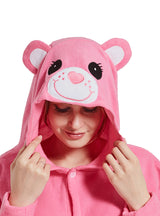 Animal Conjoined Pajamas Pink Love Bear Polar Fleece