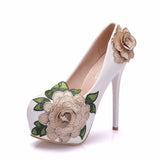 14 cm Big Flower Banquet High Heels Shoes