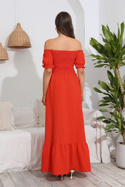 Short Sleeve Off the Shoulder Long Dress