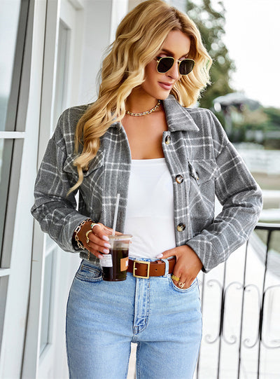 Wild Fashion Coat Plaid Short Jacket