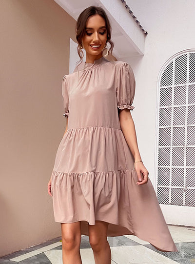 Irregular Loose Pleated Hi Lo Dress