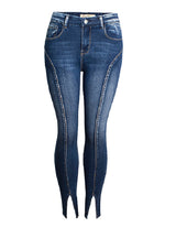 Mid-waist Stretch Split Jeans