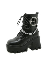 Side Zipper Metal Chain Martin Boots