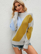 Loose Pullover Geometric Pattern Sweater