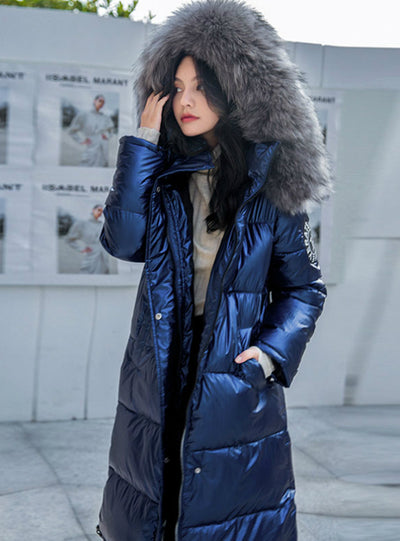 Women Winter Down Jacket Chic Big Fur Warm