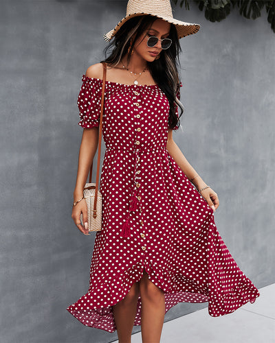 Point Off the Shoulder Dress