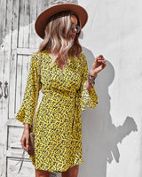 Women Printed Long-sleeved Dress