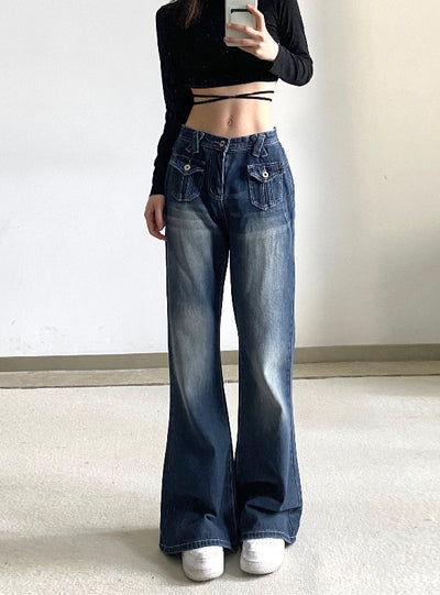 Low Waist Pocket Tight Zipper Jeans