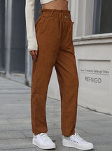 Elastic Corduroy Straight Pants