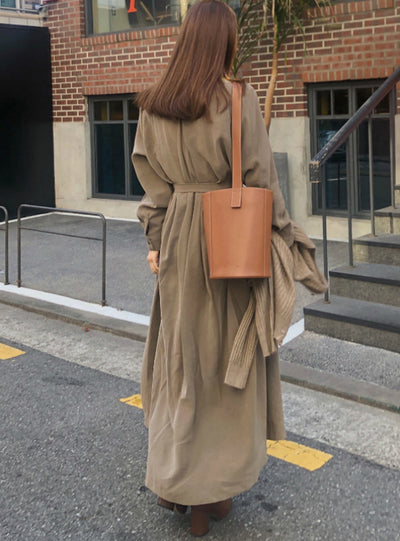 Elegant Long Sleeve Belted Women Dress