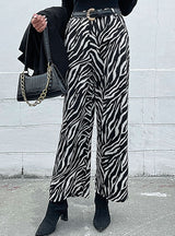 Casual Zebra Print Wide-leg Pants