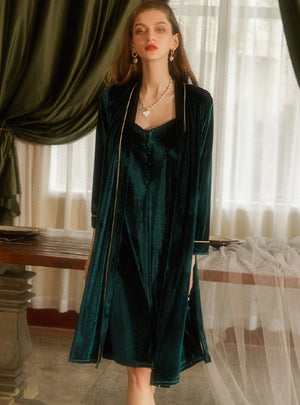 Velvet Pajamas Suspenders Nightgown