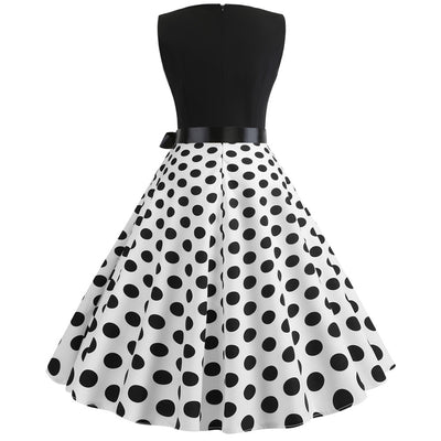 Retro Sleeveless Round Neck Print Dress