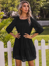 Women Long Sleeve Pleated Dress