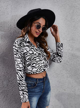 Zebra Check Long-sleeved Cardigan Jacket